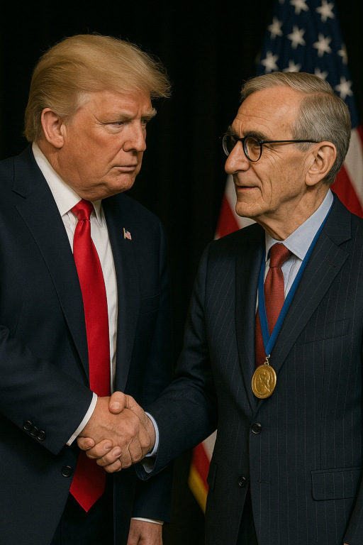 Arthur Hawthorne receiving award from President Trump